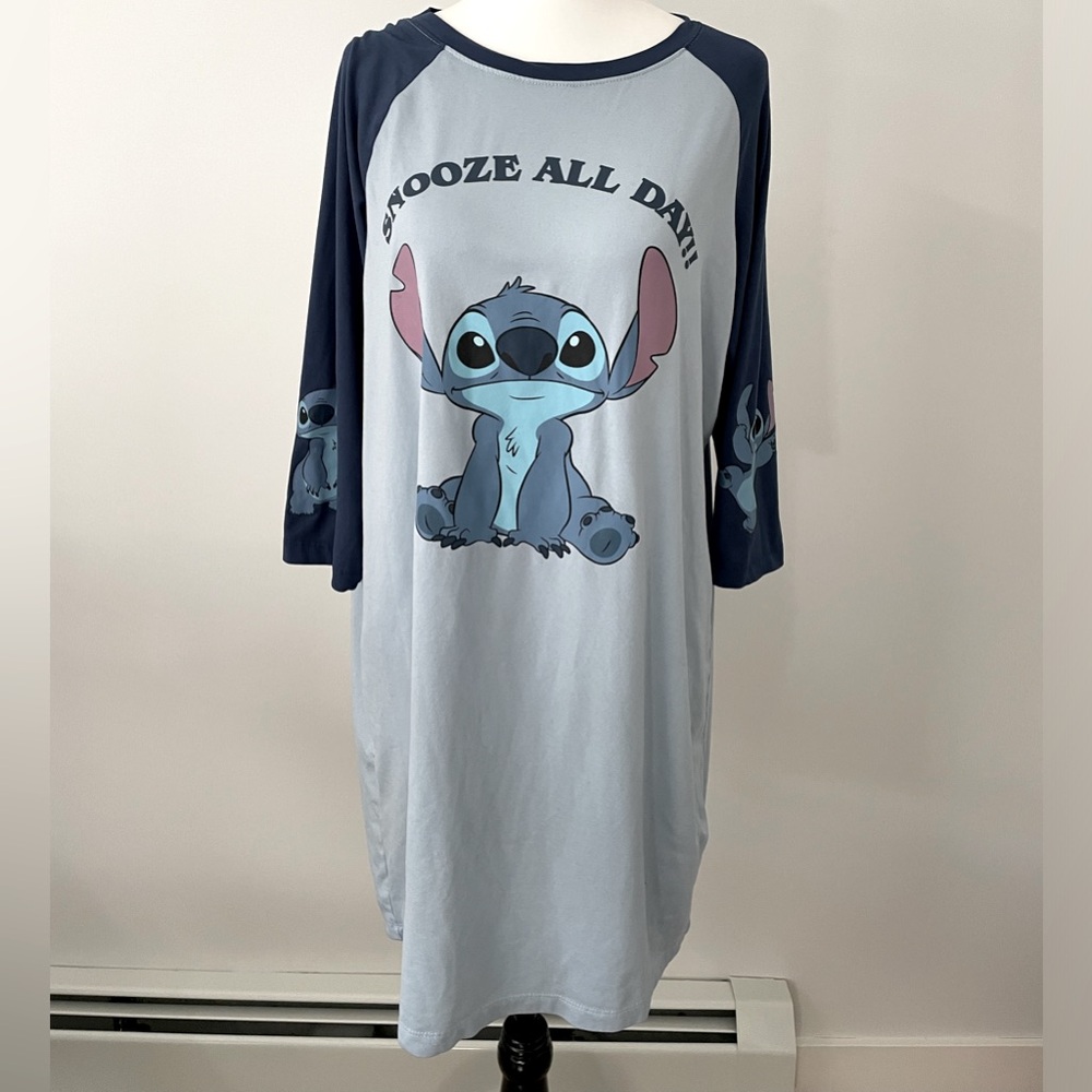 Disney Stitch Snooze All Day Women’s Blue Nightie - Size Medium